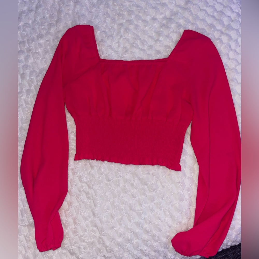 SHEIN Vibrant Red Square Neck Blouse